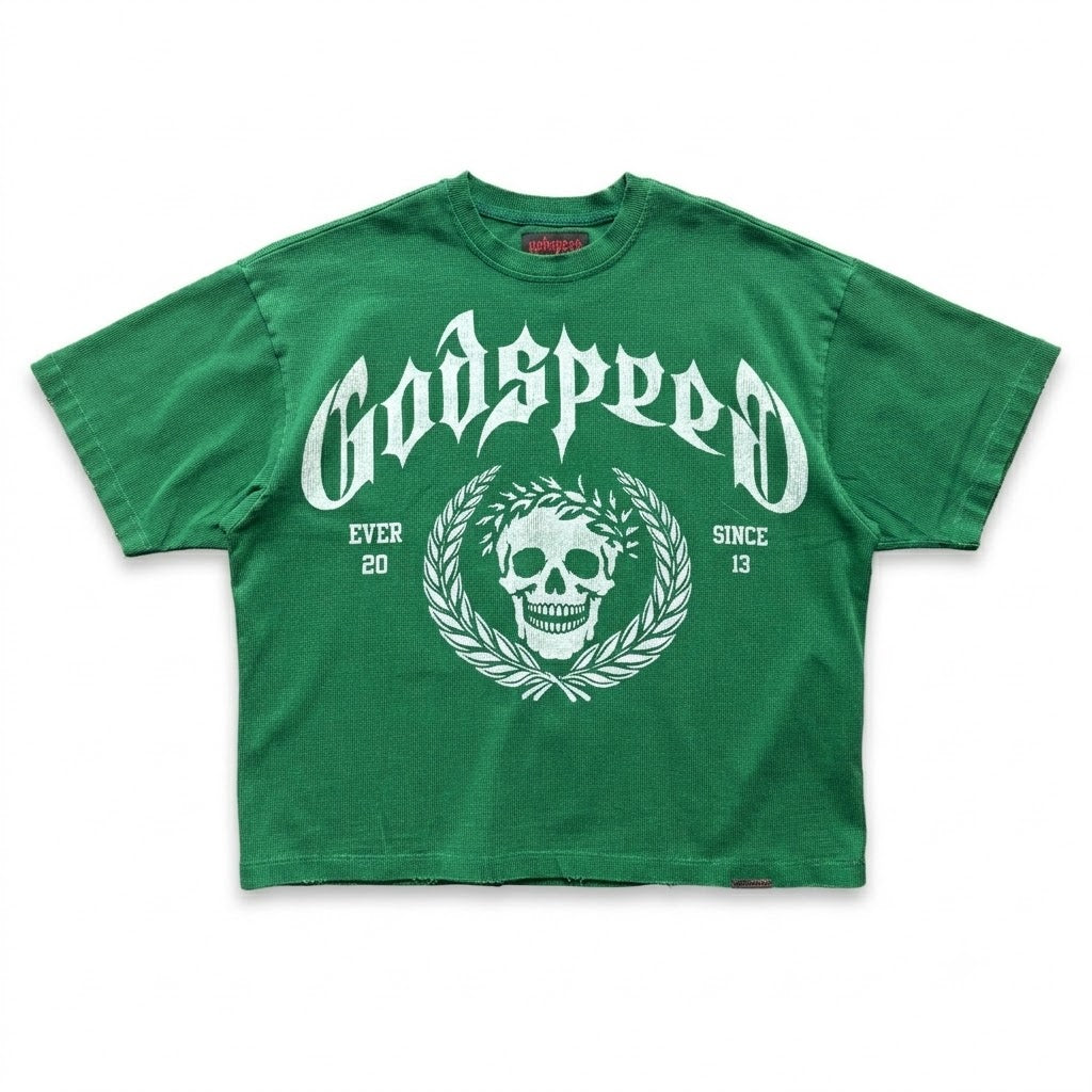 GODSPEED GREEN SKULL WREITH TEE