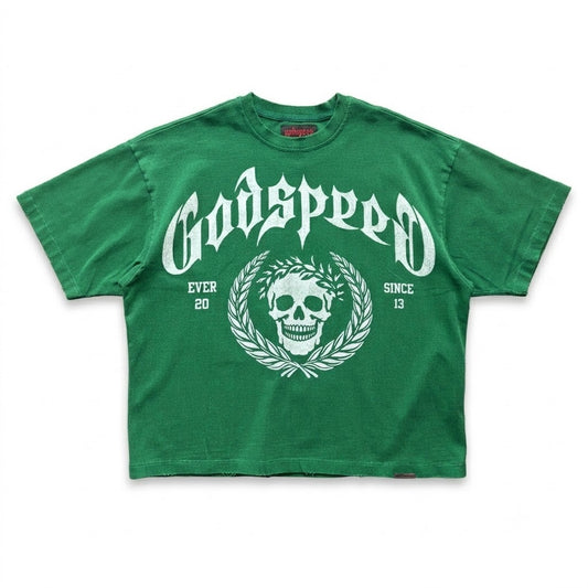 GODSPEED GREEN SKULL WREITH TEE